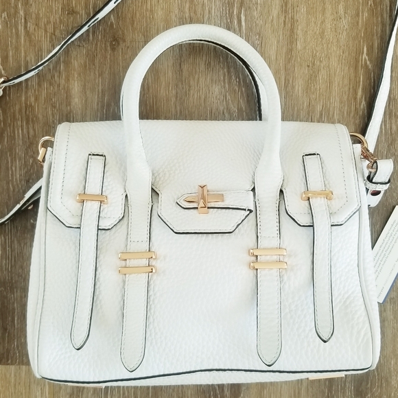 Rebecca Minkoff Jules Satchel White Leather Crossbody Handbag Rose Gold Hardware - Picture 16 of 16